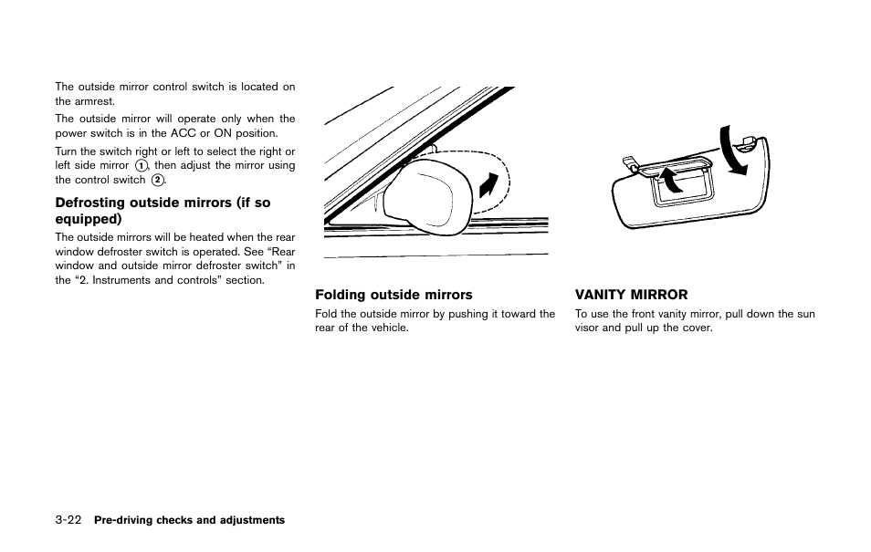 Vanity mirror -22 | NISSAN 2011 LEAF - Owner's Manual User Manual | Page 221 / 354