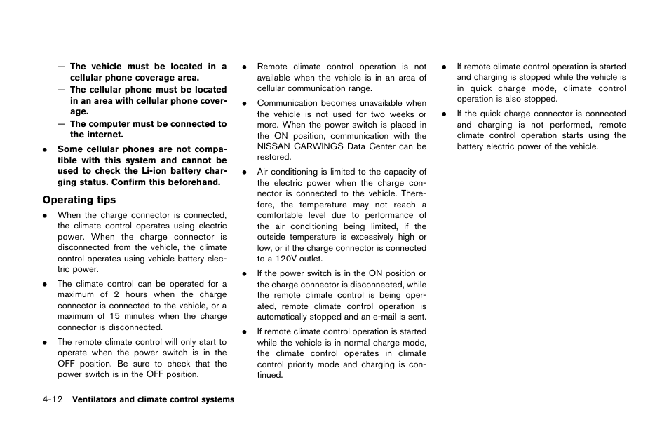 NISSAN 2011 LEAF - Owner's Manual User Manual | Page 233 / 354