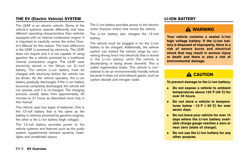 Warning, Caution | NISSAN 2011 LEAF - Owner's Manual User Manual | Page 25 / 354