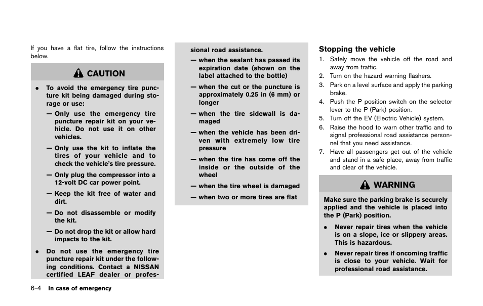 Caution, Warning | NISSAN 2011 LEAF - Owner's Manual User Manual | Page 267 / 354