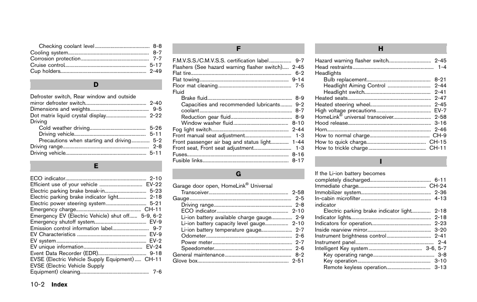 NISSAN 2011 LEAF - Owner's Manual User Manual | Page 345 / 354