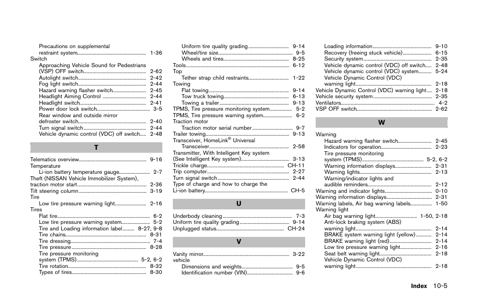 NISSAN 2011 LEAF - Owner's Manual User Manual | Page 348 / 354