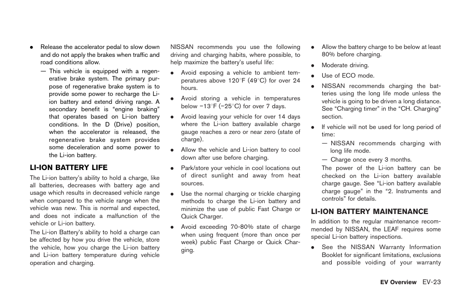 NISSAN 2011 LEAF - Owner's Manual User Manual | Page 46 / 354