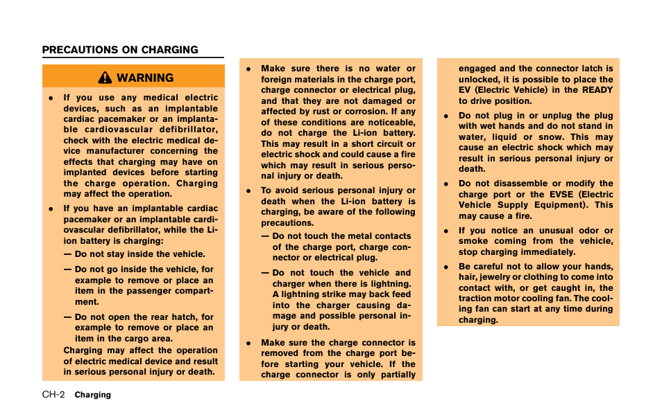 Warning | NISSAN 2011 LEAF - Owner's Manual User Manual | Page 55 / 354