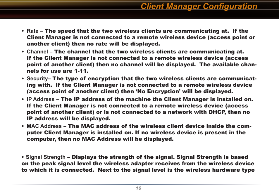 Client manager conﬁguration | Buffalo Technology Buffalo AirStation WLI2-PCI-G54S User Manual | Page 16 / 40