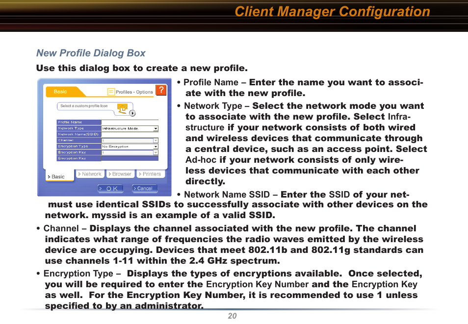 Client manager conﬁguration | Buffalo Technology Buffalo AirStation WLI2-PCI-G54S User Manual | Page 20 / 40