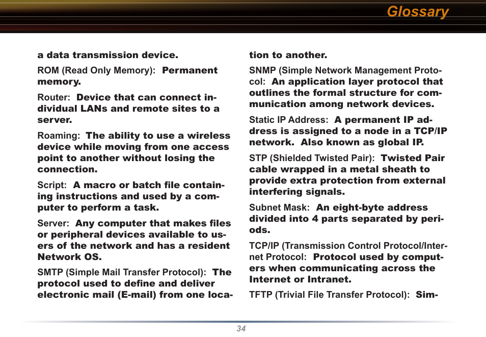 Glossary | Buffalo Technology Buffalo AirStation WLI2-PCI-G54S User Manual | Page 34 / 40
