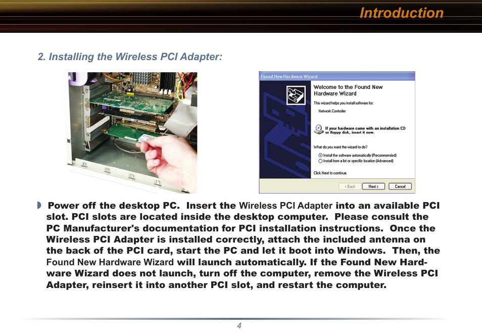 Introduction | Buffalo Technology Buffalo AirStation WLI2-PCI-G54S User Manual | Page 4 / 40