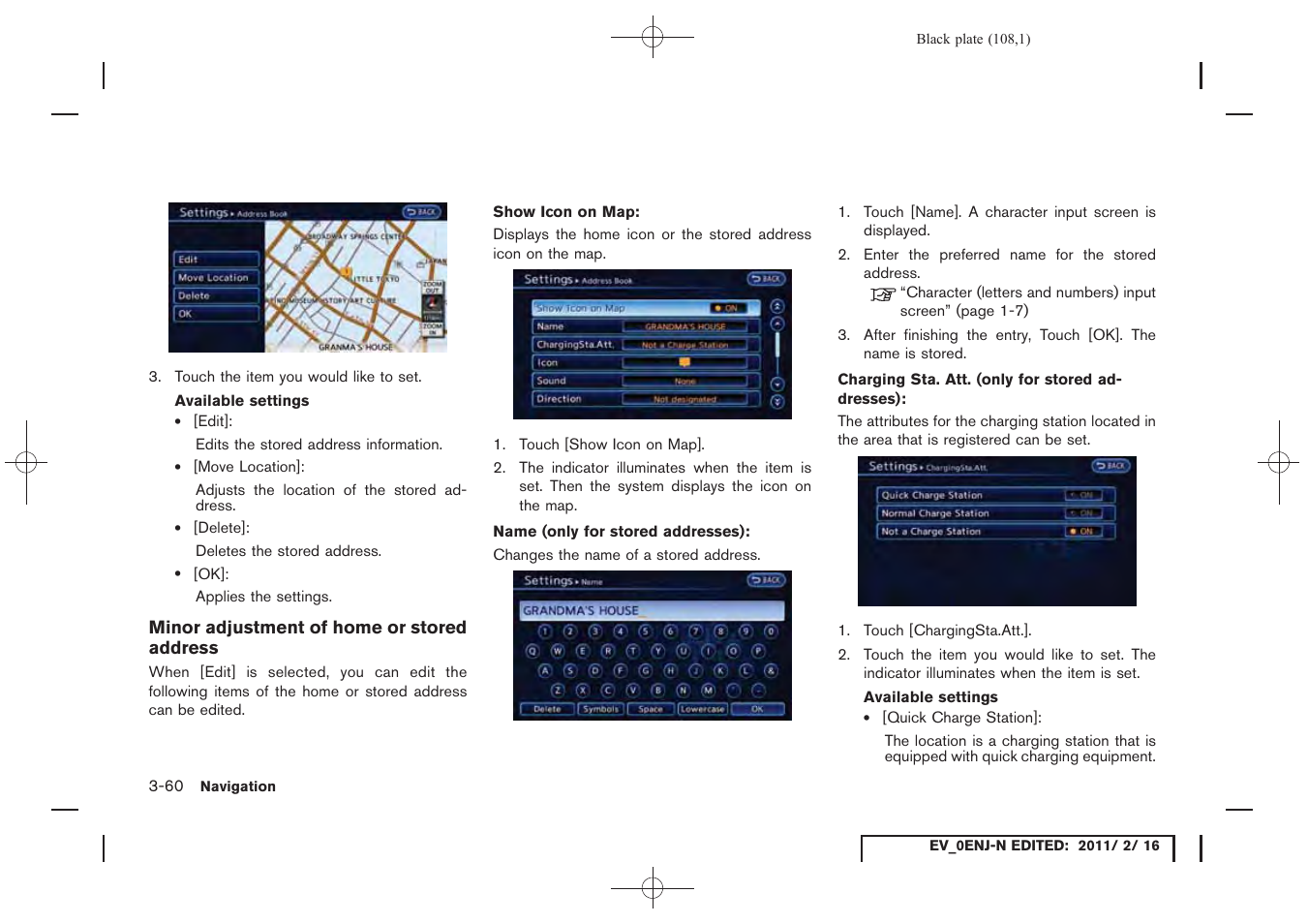 NISSAN 2011 LEAF - Navigation System Owner's Manual User Manual | Page 114 / 259