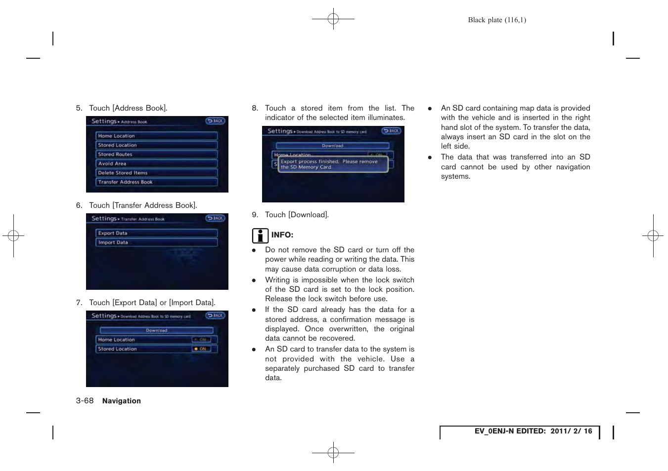 NISSAN 2011 LEAF - Navigation System Owner's Manual User Manual | Page 122 / 259