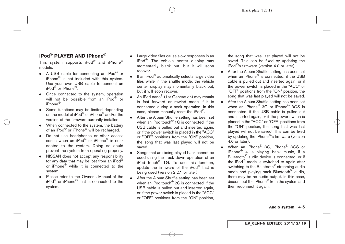 Ipod, Player and iphone | NISSAN 2011 LEAF - Navigation System Owner's Manual User Manual | Page 133 / 259