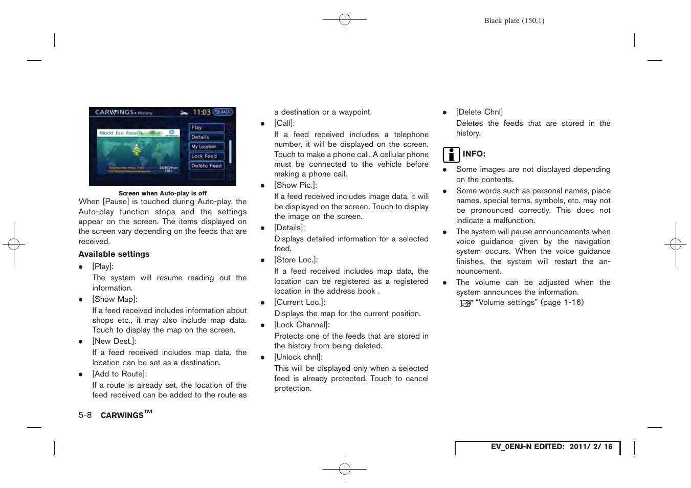 NISSAN 2011 LEAF - Navigation System Owner's Manual User Manual | Page 156 / 259
