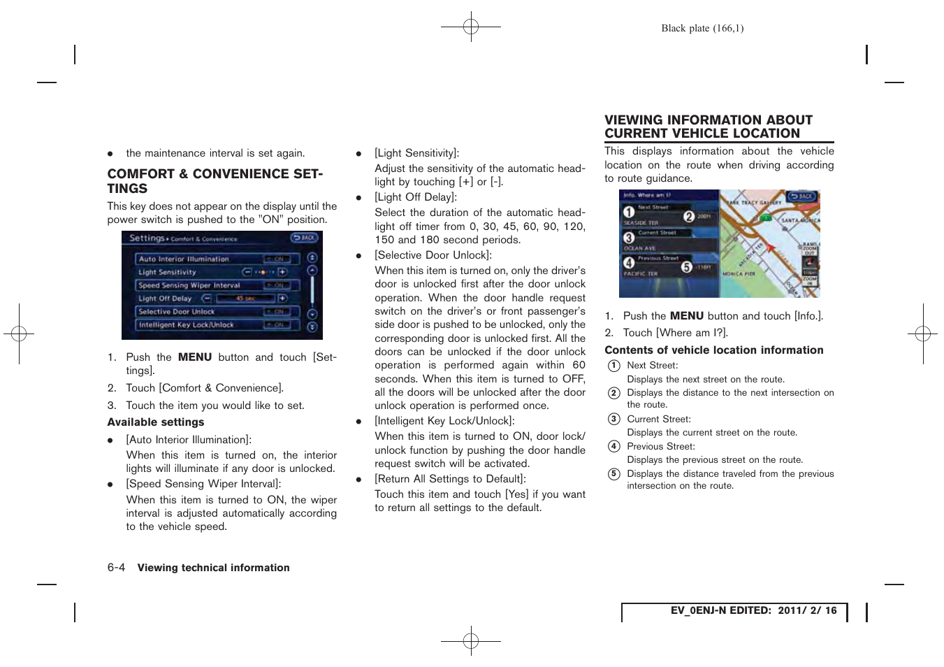 Comfort & convenience settings -4 | NISSAN 2011 LEAF - Navigation System Owner's Manual User Manual | Page 172 / 259