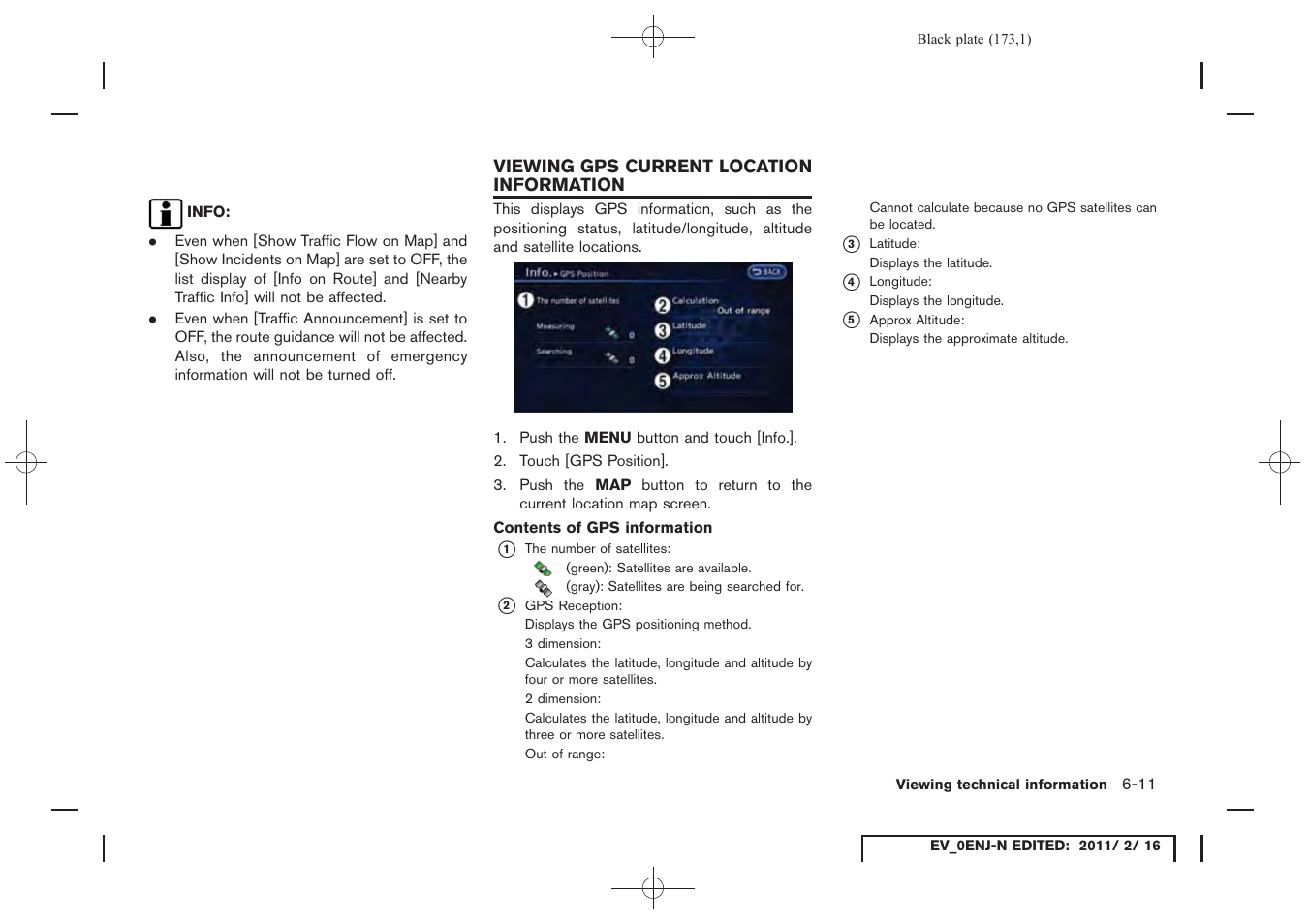 Viewing gps current location information -11 | NISSAN 2011 LEAF - Navigation System Owner's Manual User Manual | Page 179 / 259