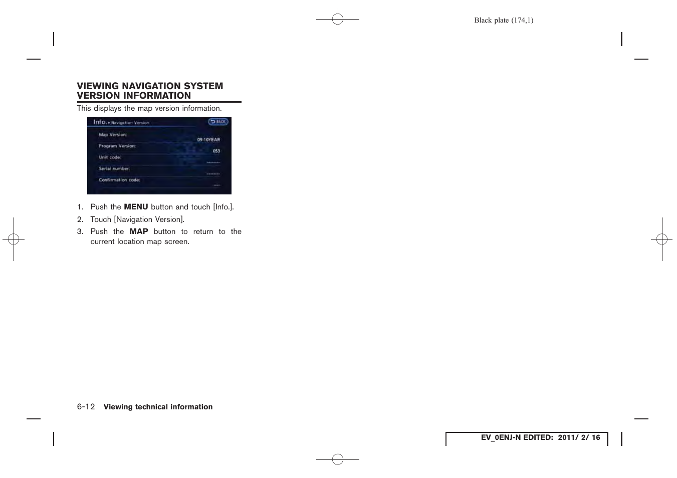Viewing navigation system version information -12 | NISSAN 2011 LEAF - Navigation System Owner's Manual User Manual | Page 180 / 259