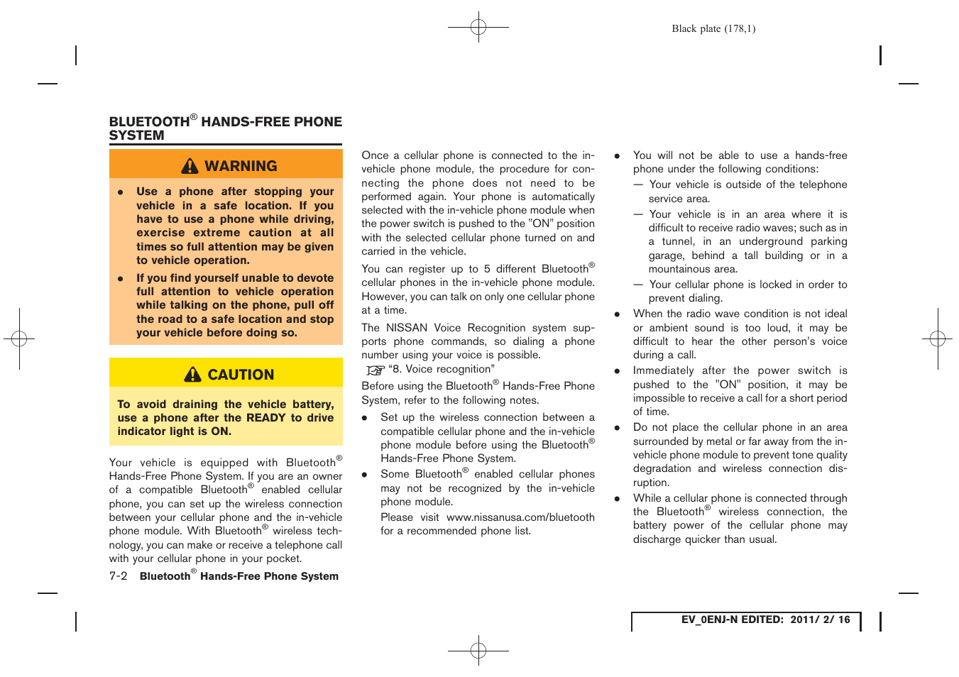 Warning, Caution | NISSAN 2011 LEAF - Navigation System Owner's Manual User Manual | Page 184 / 259