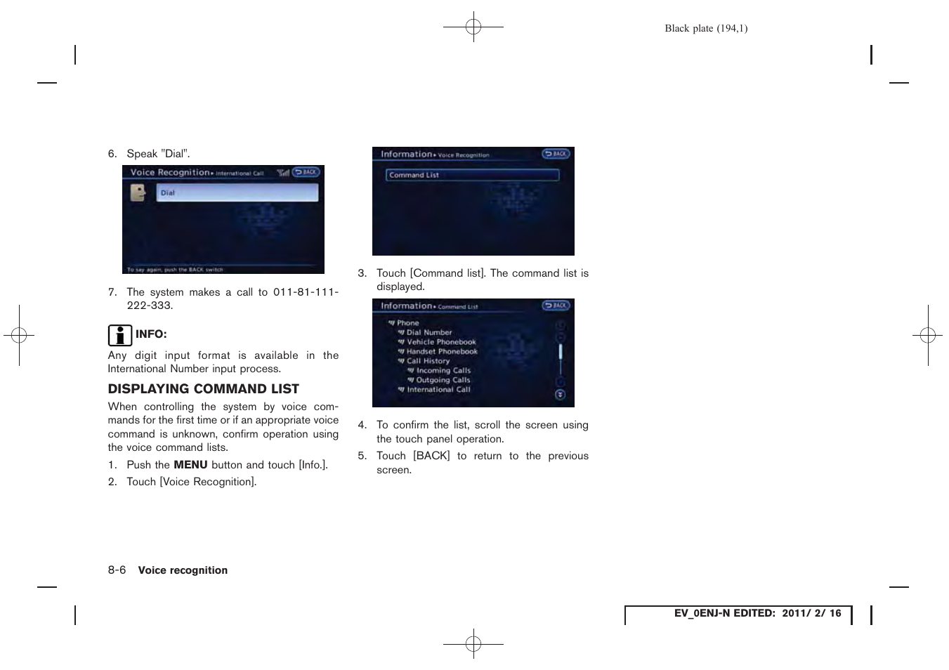 Displaying command list -6 | NISSAN 2011 LEAF - Navigation System Owner's Manual User Manual | Page 200 / 259