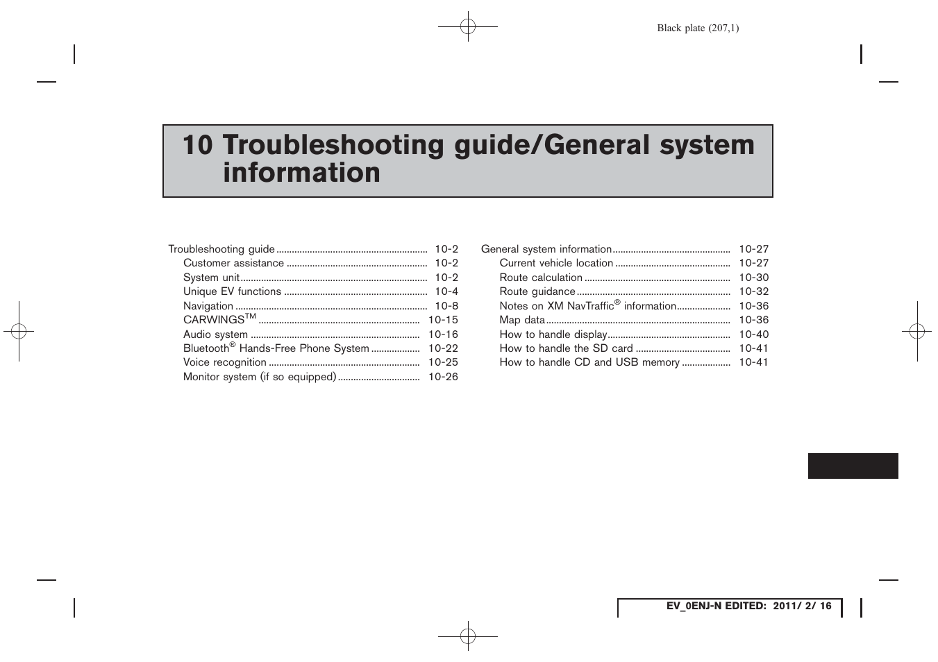 Troubleshooting guide/general system information | NISSAN 2011 LEAF - Navigation System Owner's Manual User Manual | Page 213 / 259