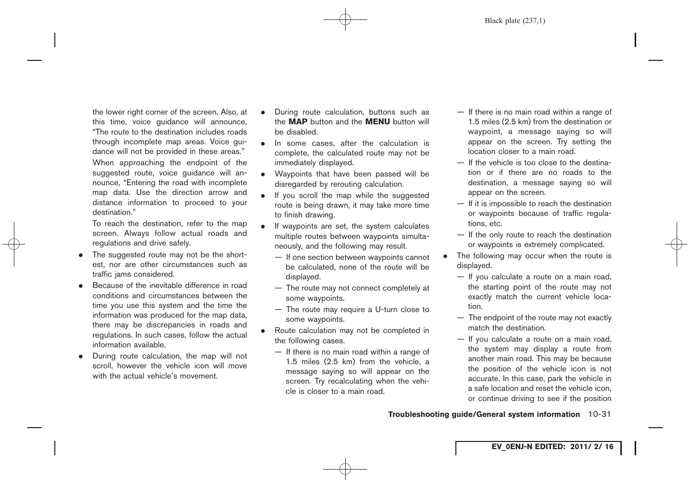 NISSAN 2011 LEAF - Navigation System Owner's Manual User Manual | Page 243 / 259