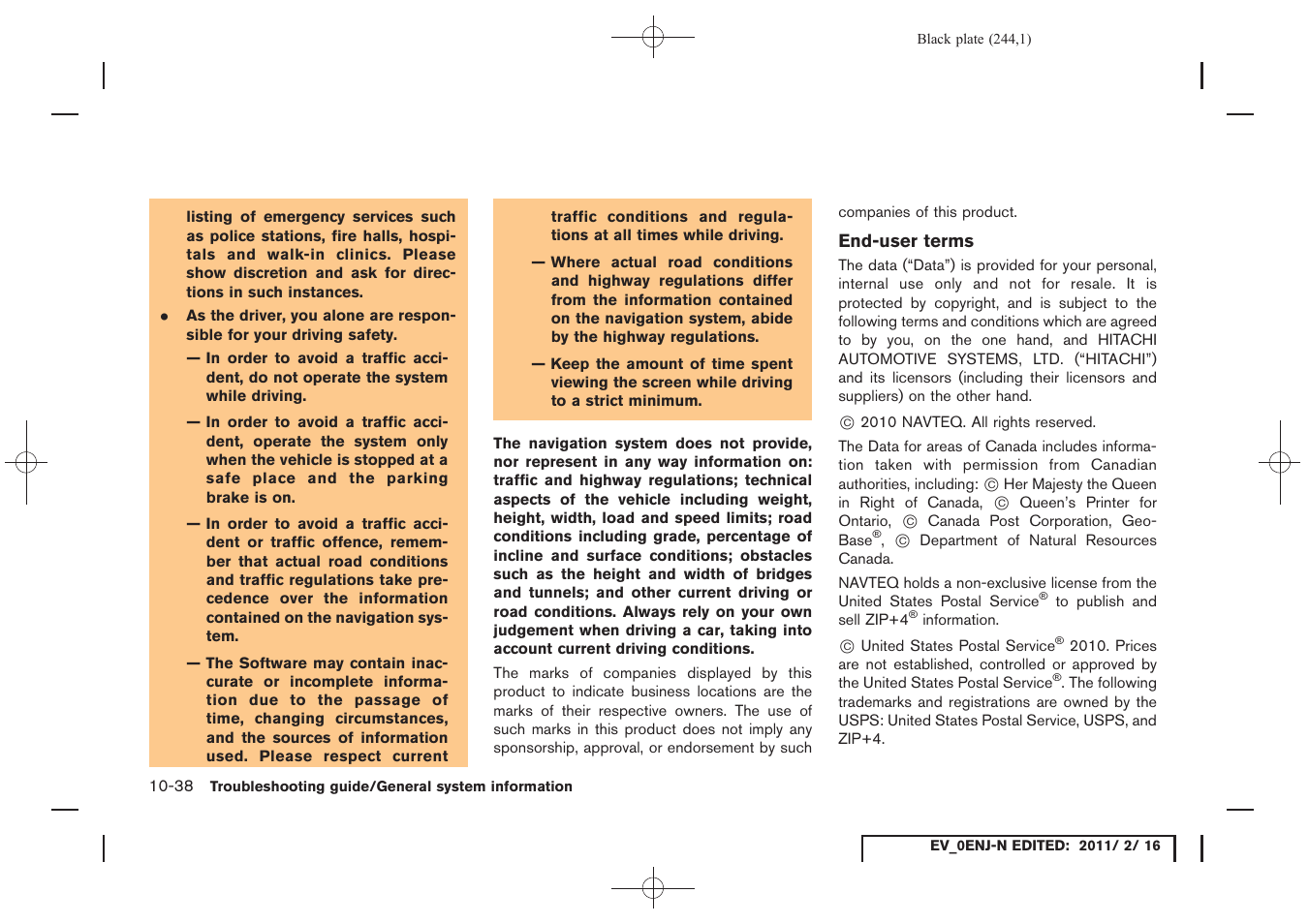 NISSAN 2011 LEAF - Navigation System Owner's Manual User Manual | Page 250 / 259