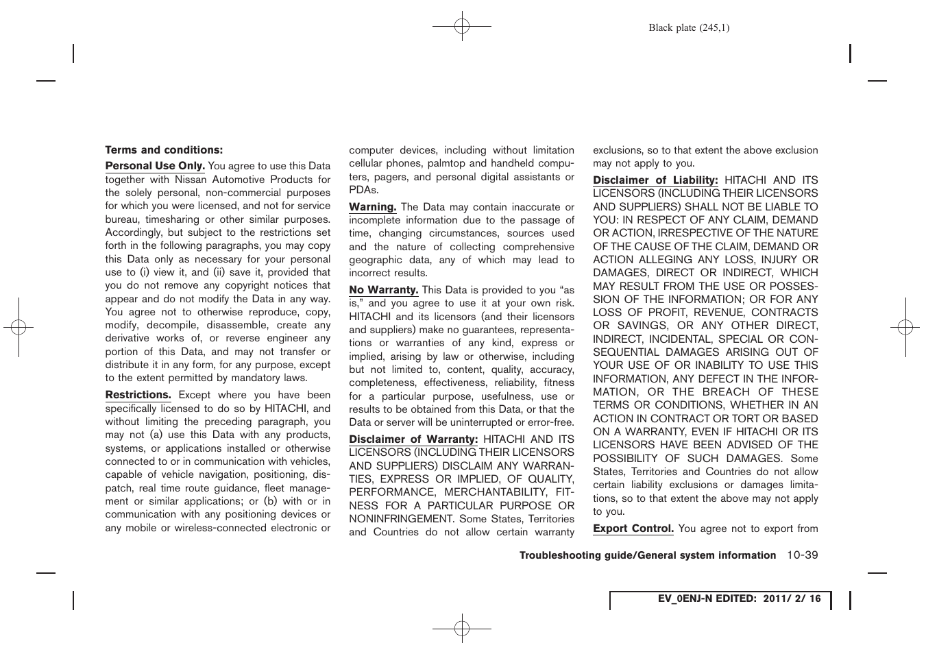 NISSAN 2011 LEAF - Navigation System Owner's Manual User Manual | Page 251 / 259