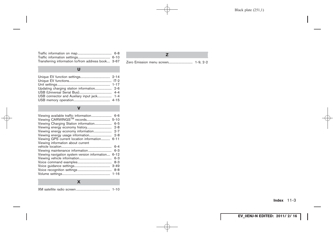 NISSAN 2011 LEAF - Navigation System Owner's Manual User Manual | Page 257 / 259