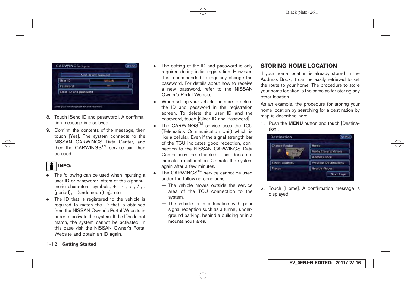 Storing home location -12 | NISSAN 2011 LEAF - Navigation System Owner's Manual User Manual | Page 32 / 259