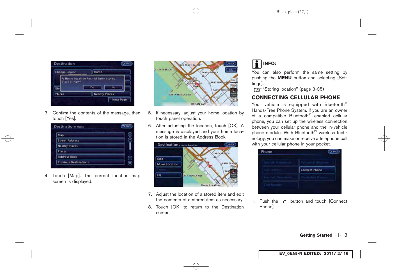 Connecting cellular phone -13 | NISSAN 2011 LEAF - Navigation System Owner's Manual User Manual | Page 33 / 259