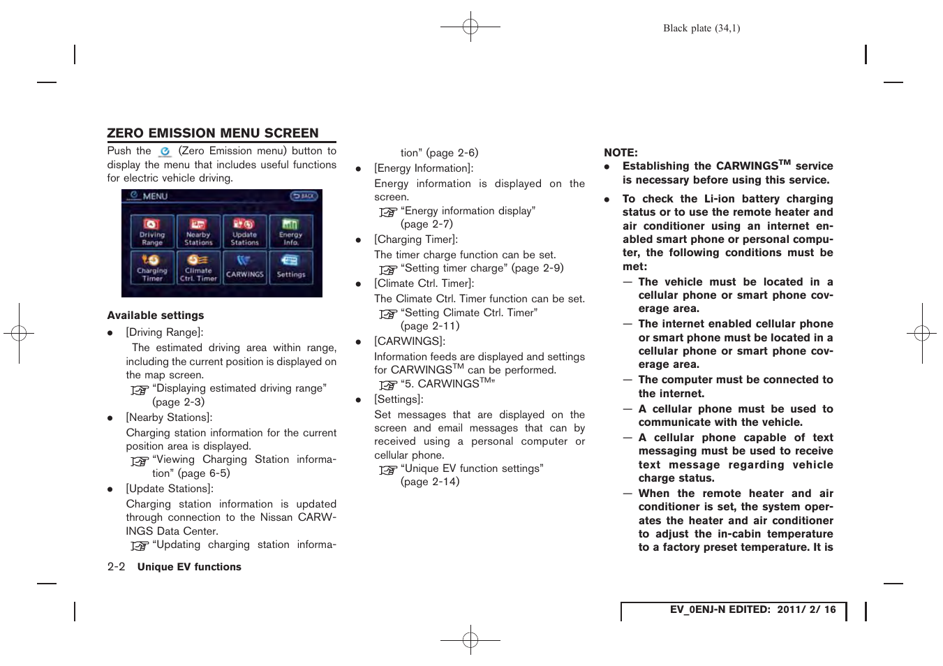Zero emission menu screen -2 | NISSAN 2011 LEAF - Navigation System Owner's Manual User Manual | Page 40 / 259