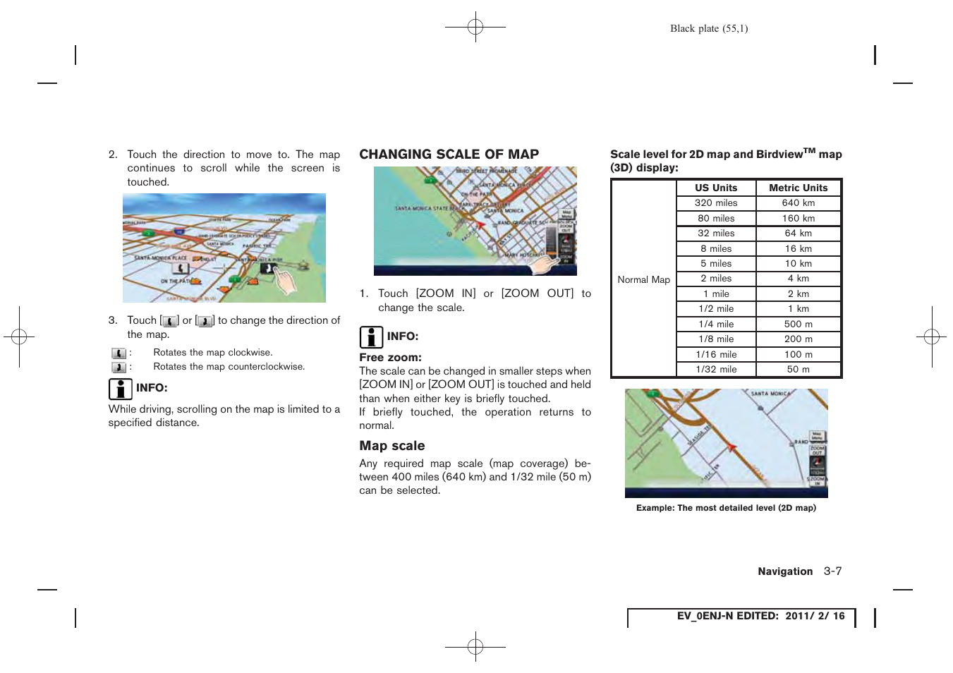 Changing scale of map -7 | NISSAN 2011 LEAF - Navigation System Owner's Manual User Manual | Page 61 / 259
