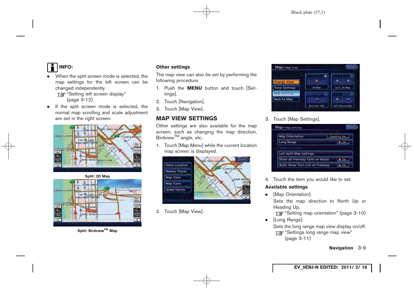 Map view settings -9 | NISSAN 2011 LEAF - Navigation System Owner's Manual User Manual | Page 63 / 259