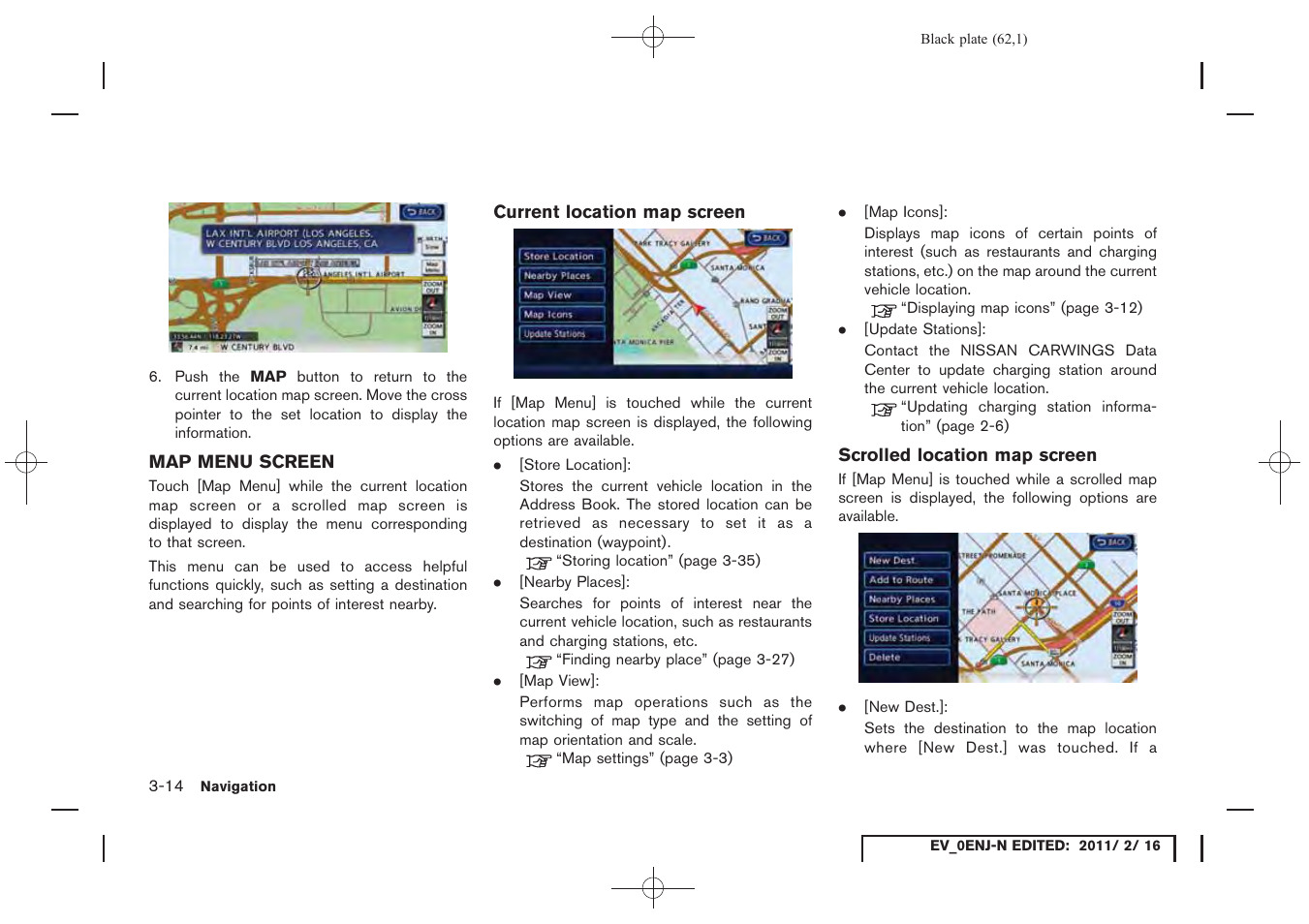Map menu screen -14 | NISSAN 2011 LEAF - Navigation System Owner's Manual User Manual | Page 68 / 259