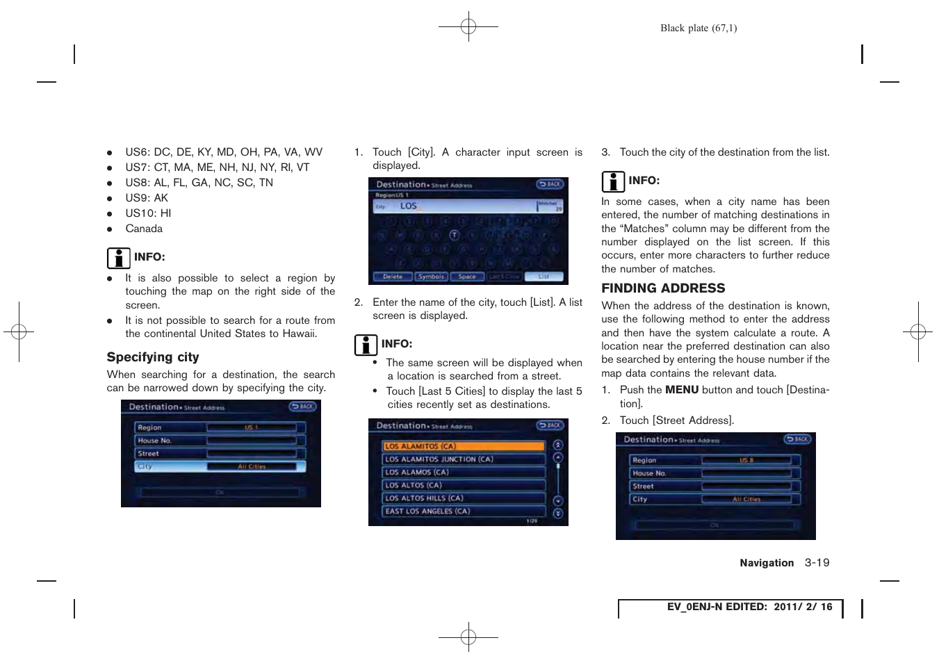 Finding address -19 | NISSAN 2011 LEAF - Navigation System Owner's Manual User Manual | Page 73 / 259