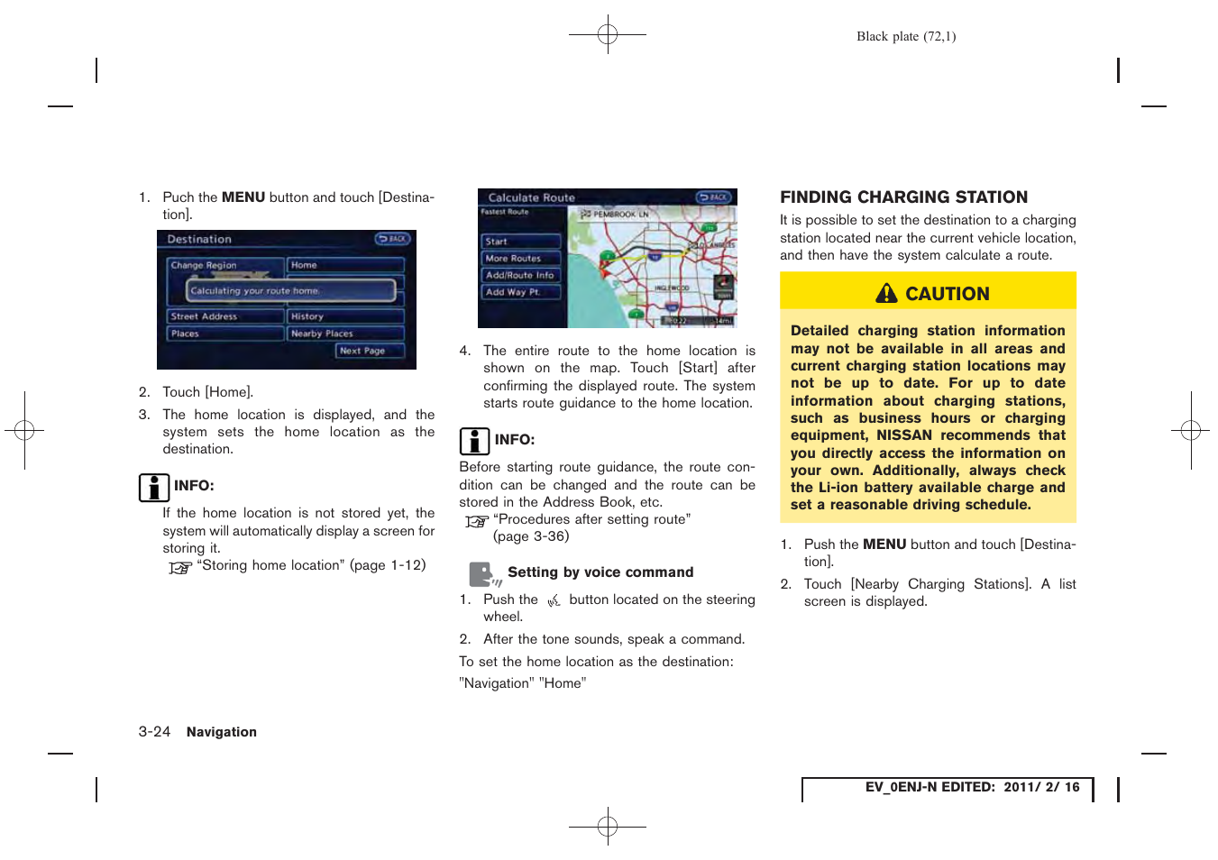 Finding charging station -24 | NISSAN 2011 LEAF - Navigation System Owner's Manual User Manual | Page 78 / 259