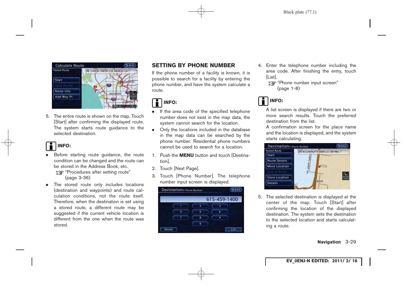 Setting by phone number -29 | NISSAN 2011 LEAF - Navigation System Owner's Manual User Manual | Page 83 / 259
