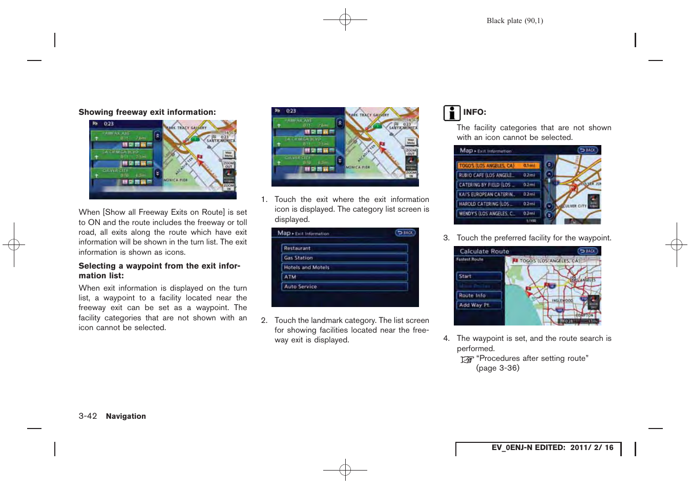 NISSAN 2011 LEAF - Navigation System Owner's Manual User Manual | Page 96 / 259