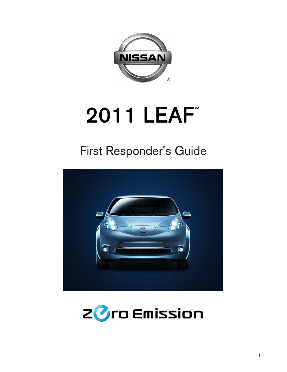 NISSAN 2011 LEAF - First Responder's Guide User Manual | 37 pages