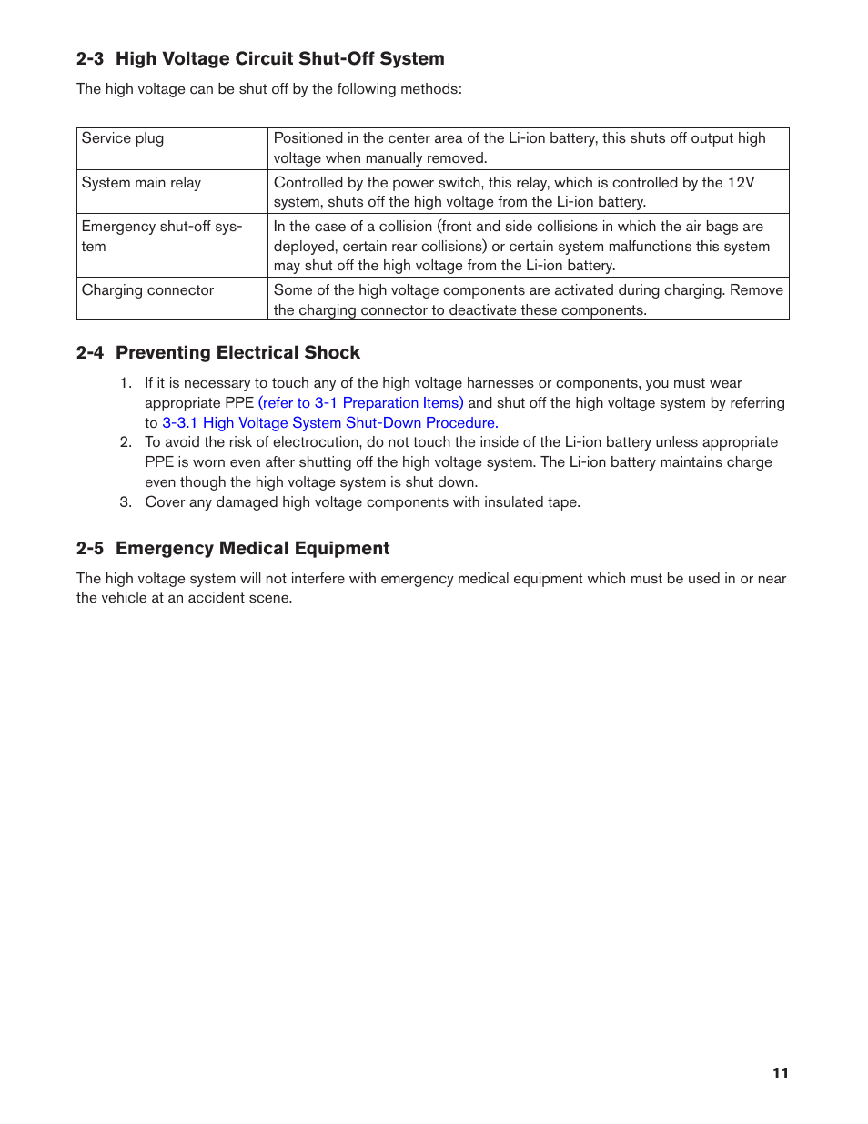 3 high voltage circuit shut-off system, 4 preventing electrical shock, 5 emergency medical equipment | NISSAN 2011 LEAF - First Responder's Guide User Manual | Page 11 / 37