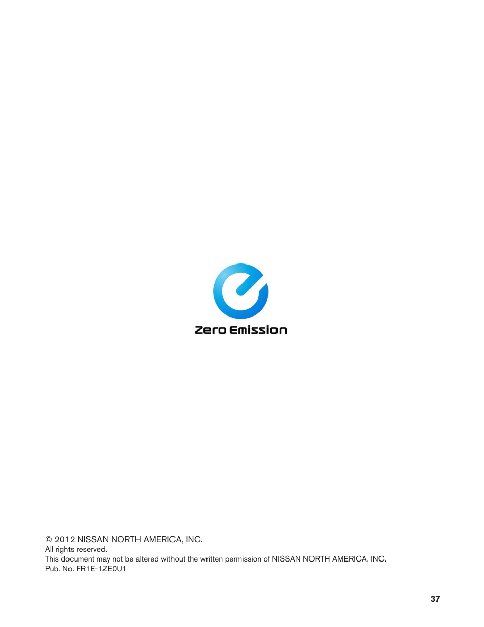 NISSAN 2011 LEAF - First Responder's Guide User Manual | Page 37 / 37