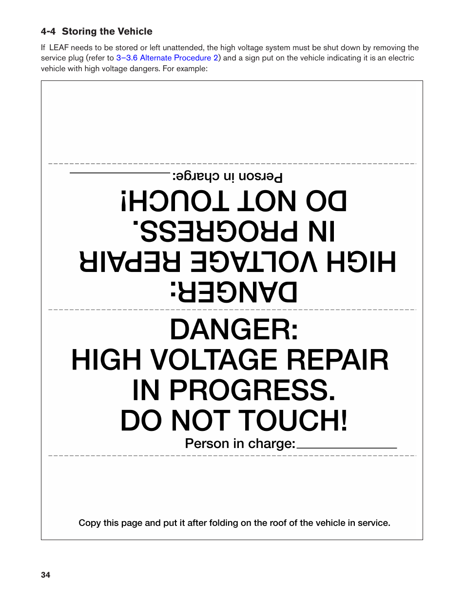 4 storing the vehicle | NISSAN 2011 LEAF - Dismantling Guide User Manual | Page 34 / 42