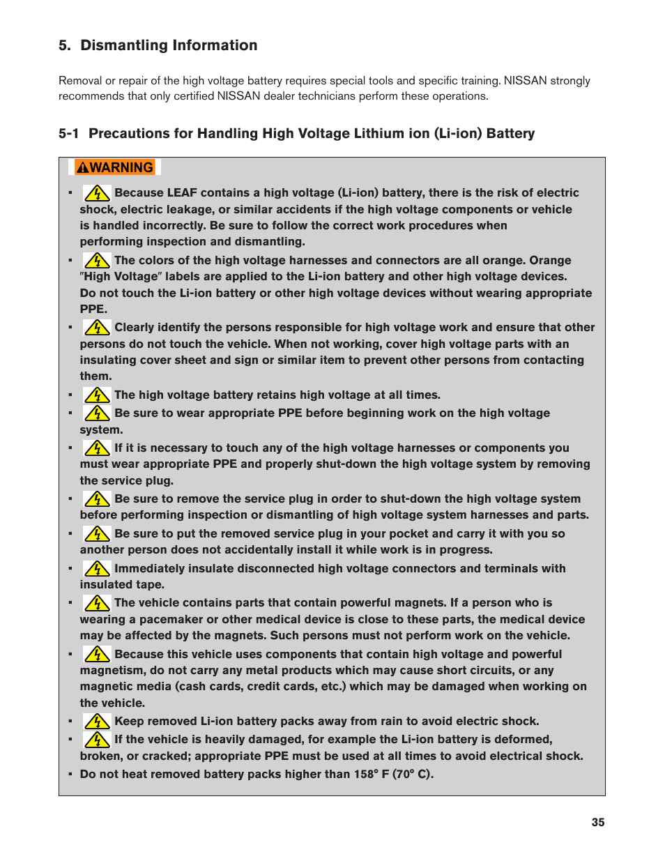 Dismantling information | NISSAN 2011 LEAF - Dismantling Guide User Manual | Page 35 / 42