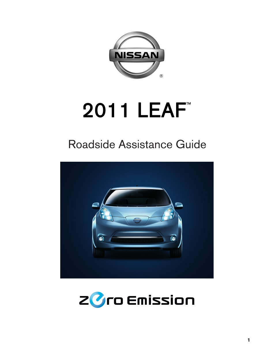 NISSAN 2011 LEAF - Roadside Assistance Guide User Manual | 38 pages