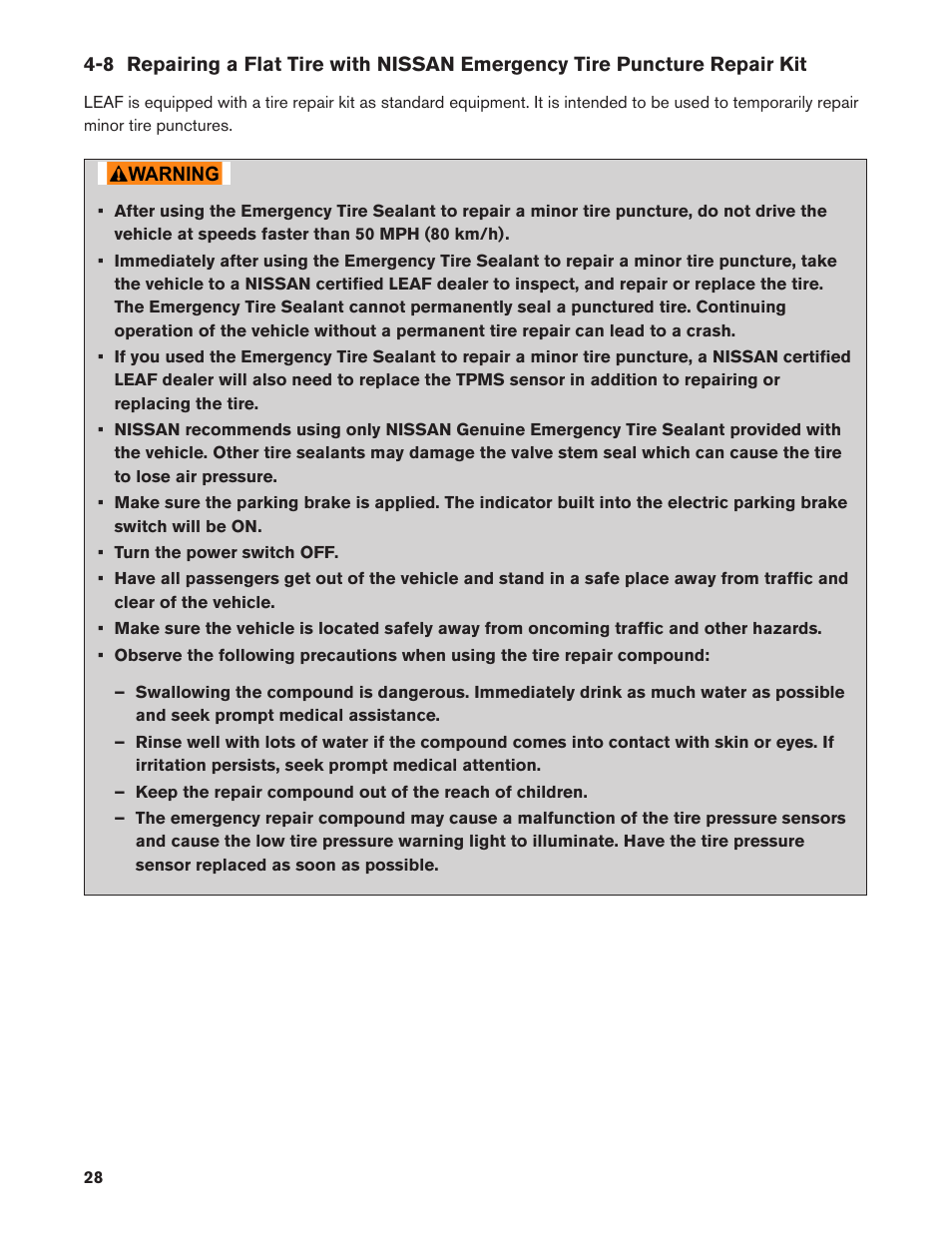 NISSAN 2011 LEAF - Roadside Assistance Guide User Manual | Page 28 / 38