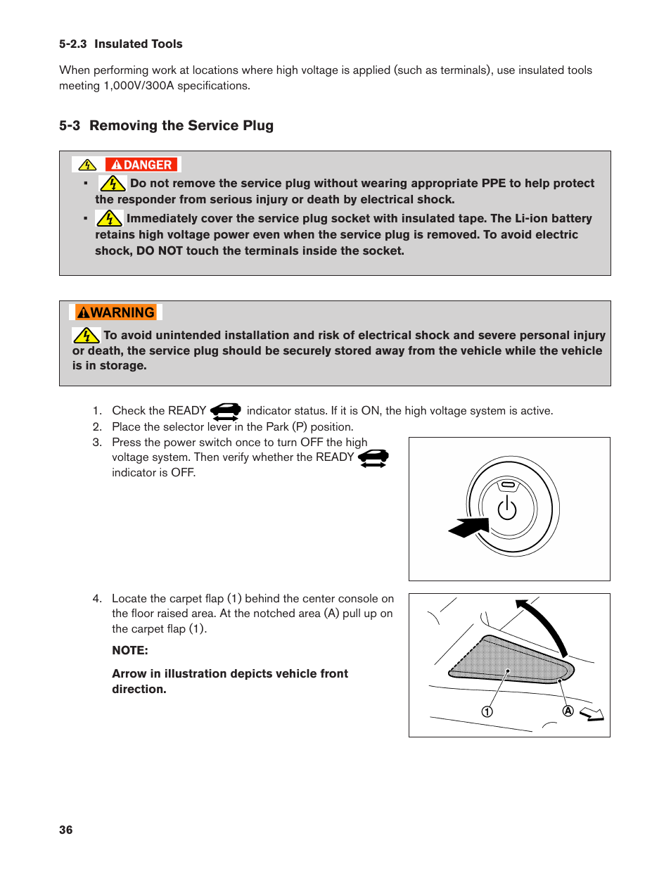 2.3 insulated tools, 3 removing the service plug, 2.3. insulated tools | NISSAN 2011 LEAF - Roadside Assistance Guide User Manual | Page 36 / 38