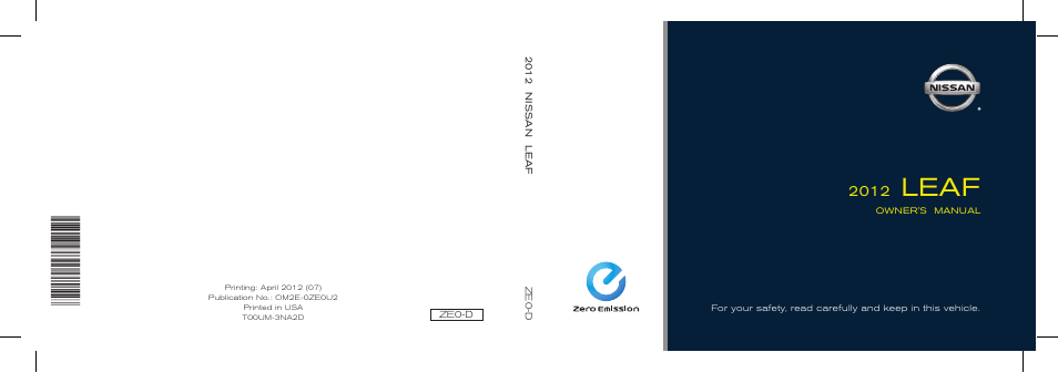 NISSAN 2012 LEAF - Owner's Manual User Manual | 354 pages