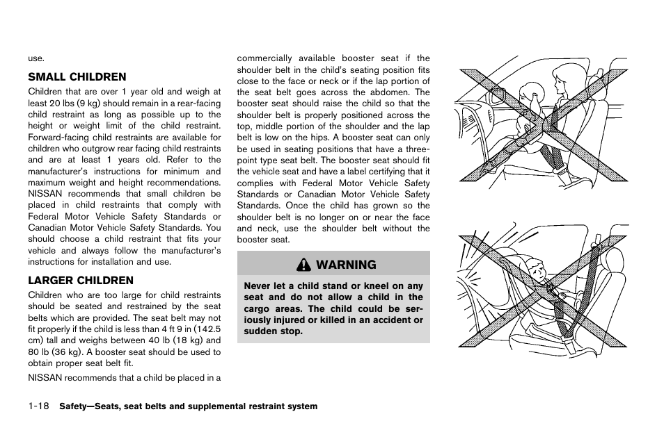 Small children -18 larger children -18 | NISSAN 2012 LEAF - Owner's Manual User Manual | Page 103 / 354