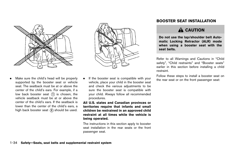 Booster seat installation -34 | NISSAN 2012 LEAF - Owner's Manual User Manual | Page 119 / 354