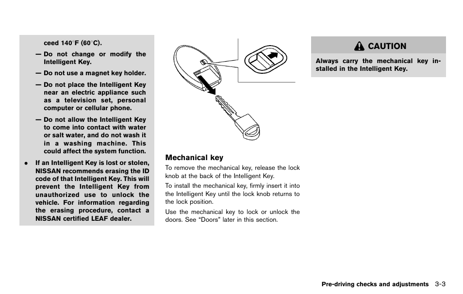 Caution | NISSAN 2012 LEAF - Owner's Manual User Manual | Page 202 / 354