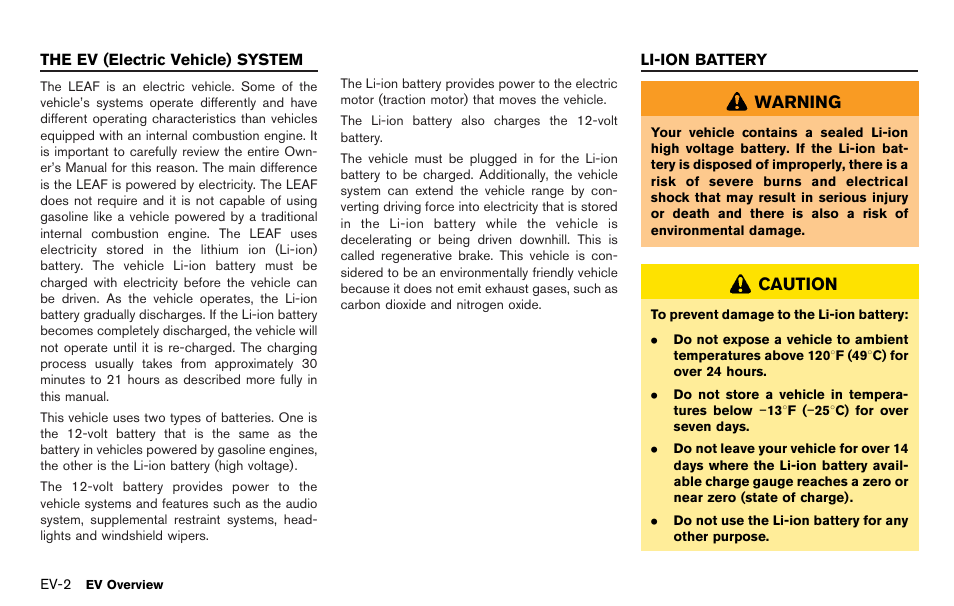 Warning, Caution | NISSAN 2012 LEAF - Owner's Manual User Manual | Page 25 / 354