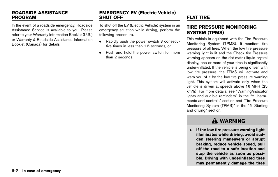 Tire pressure monitoring system (tpms) -2 | NISSAN 2012 LEAF - Owner's Manual User Manual | Page 265 / 354